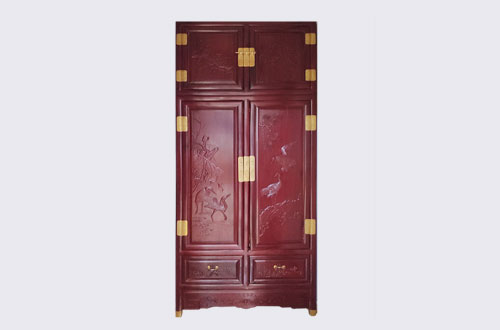 东风高端中式家居装修深红色纯实木衣柜